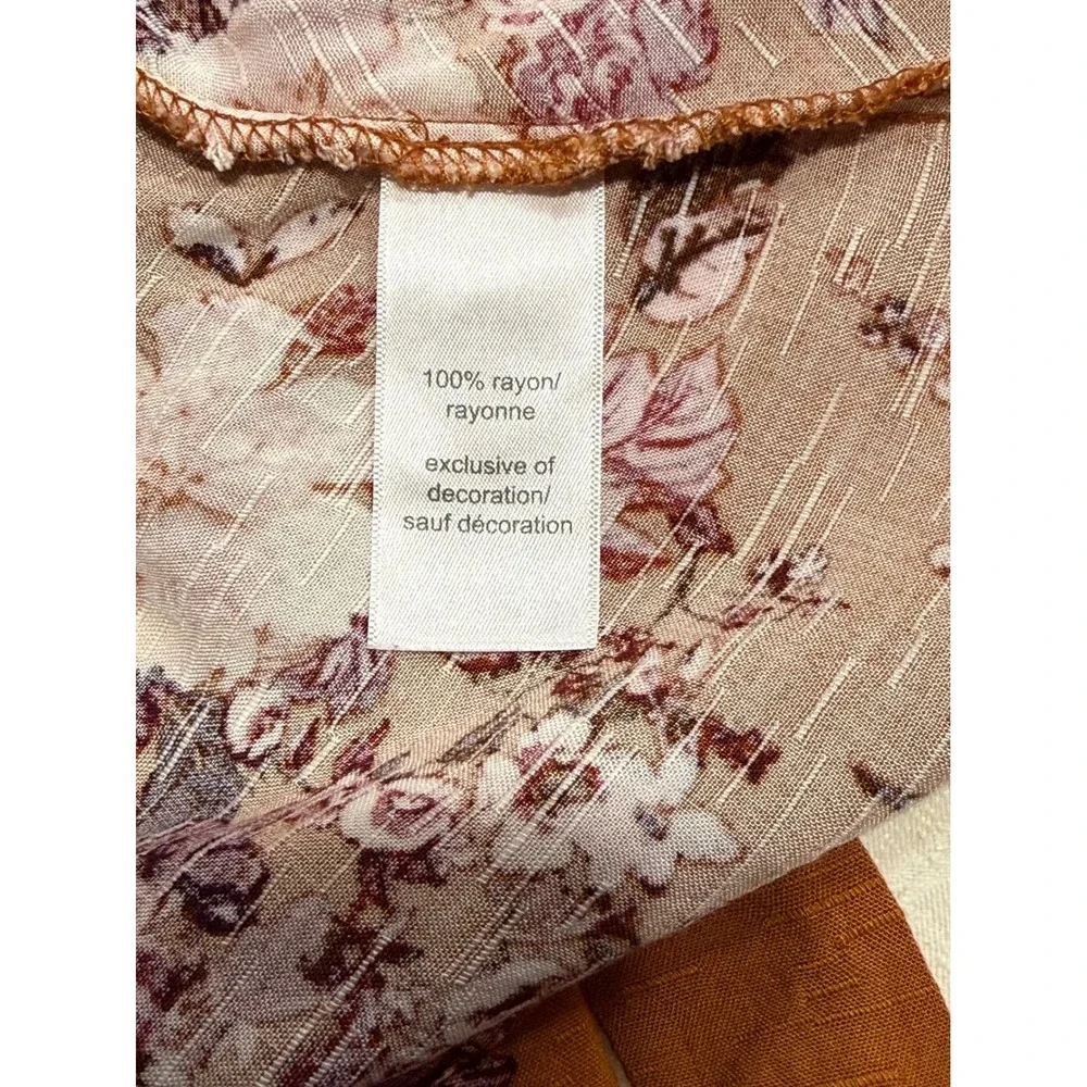 Maurices WrapvTop Womens 1X Rust Floral Peplum Crochet Trim V-Neck Cottagecore - Picture 10 of 12
